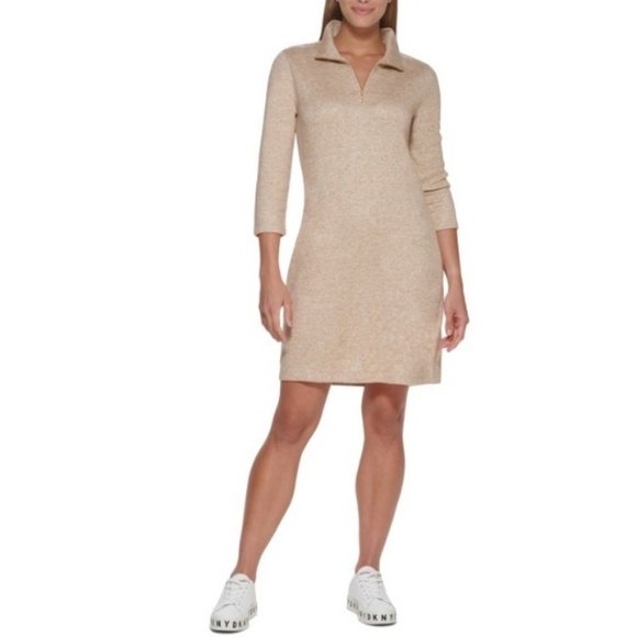 Dkny Mock Neck Sweater Dress Size L New - Picture 1 of 2